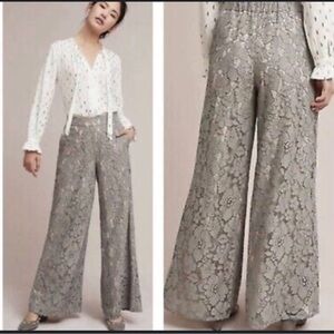 Anthropologie Feather Bone Elegant Gray Lace Pants
